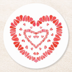 Dessous-de-verre Rond En Papier COEURS SUCRÉS Sous-verres en Papier Rond