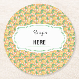 Dessous-de-verre Rond En Papier Collection de Motifs de paniers de fruits - Citron