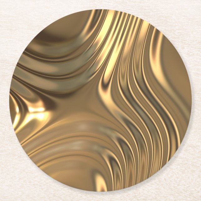 Dessous-de-verre Rond En Papier Conception de l'éclatement de métal d'or (Devant)