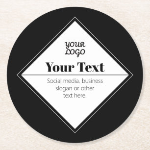 Dessous-de-verre Rond En Papier Conception de texte moderne éditable & Votre logo