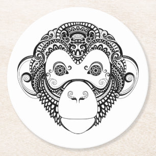 Dessous-de-verre Rond En Papier Conception inspirée de singe