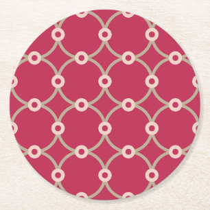 Dessous-de-verre Rond En Papier Connectivité nucléaire - magenta - motif continu.