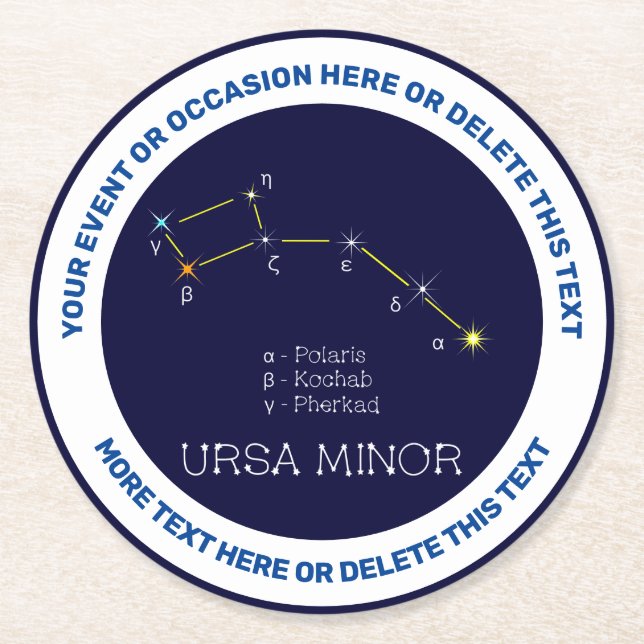 Dessous-de-verre Rond En Papier Constellation de l'hémisphère Nord Ursa mineure (Devant)