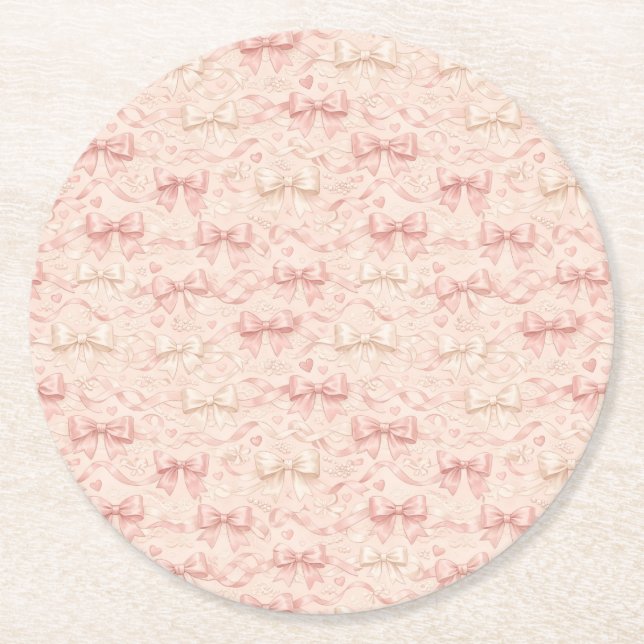 Dessous-de-verre Rond En Papier Coquette Bow Pattern (Devant)