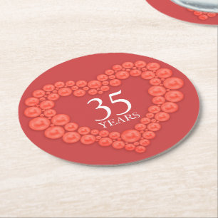 Dessous-de-verre Rond En Papier Coral mariage anniversaire coeur photo dessous de 