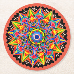 Dessous-de-verre Rond En Papier Costa Rica Ox Panier Roue Carreta Dessous de verre