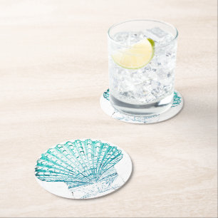 Dessous-de-verre Rond En Papier coteau turquoise couleur bleu mermaid