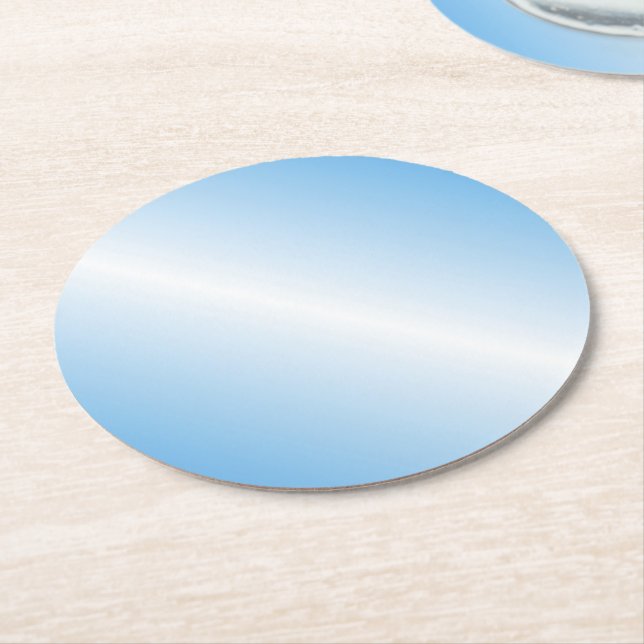 Dessous-de-verre Rond En Papier Couleur bleue blanche personnalisée Modèle blanc é (Incliné)