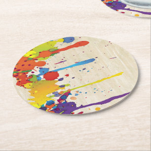 Dessous-de-verre Rond En Papier COULEUR FUNNY SPLASH II + votre backgr. & idées