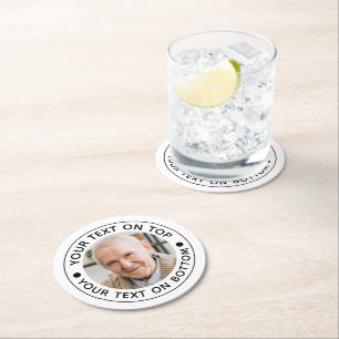 Dessous-de-verre Rond En Papier Couleurs de texte personnalisées de photo minimali