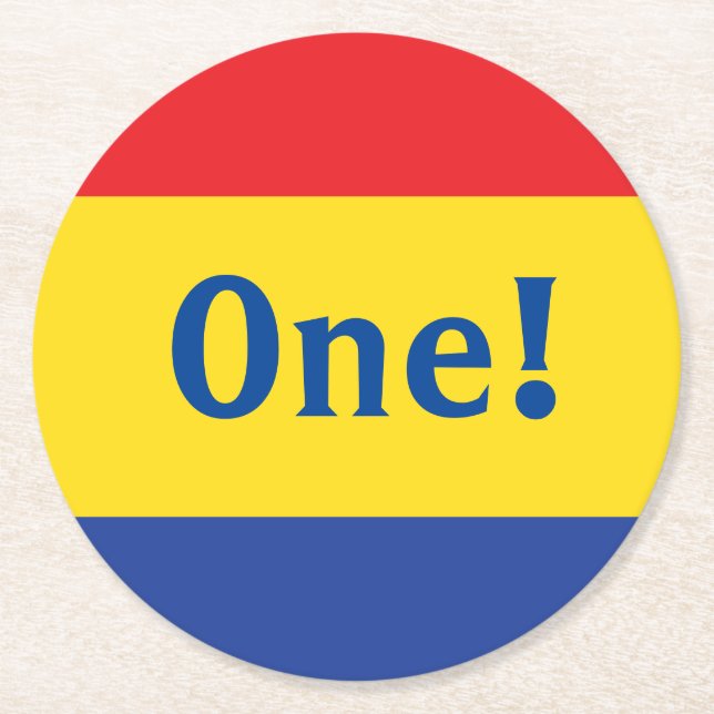 Dessous-de-verre Rond En Papier Couleurs primaires Fête d'anniversaire (Devant)