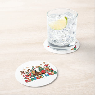 Dessous-de-verre Rond En Papier Coupes De Café De Noël Festive Avec Des Designs Jo