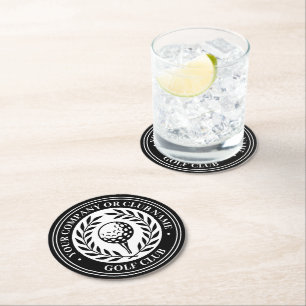 Dessous-de-verre Rond En Papier Couronne de victoire de golf classique Nom personn