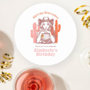 Dessous-de-verre Rond En Papier Cowgirl Retro Pink Disco Ball Anniversaire