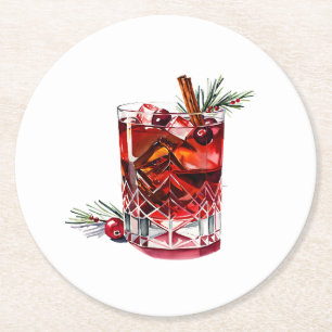 Dessous-de-verre Rond En Papier Cranberry Cinnamon Whiskey Sour Cocktail