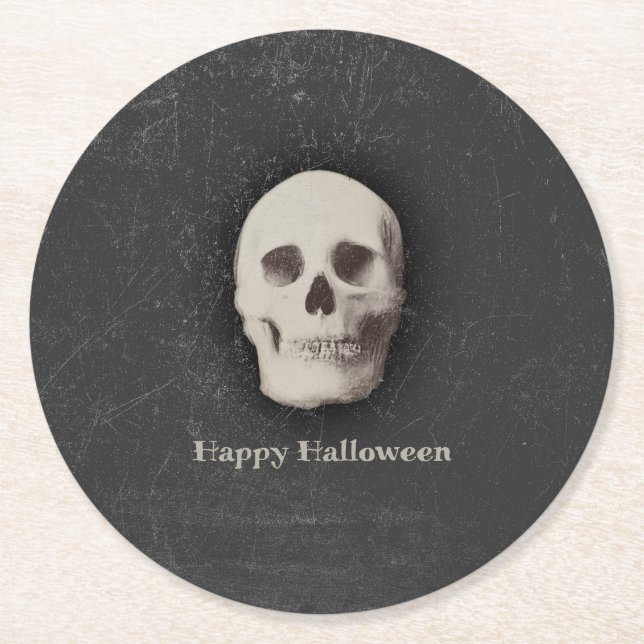 Dessous-de-verre Rond En Papier Crâne déplaisant, Halloween (Devant)
