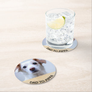 Dessous-de-verre Rond En Papier Créez votre propre photo de chien familier personn
