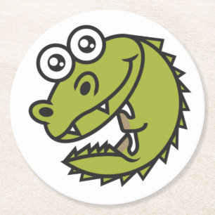 Dessous-de-verre Rond En Papier Crocodile Cute Baby Croc