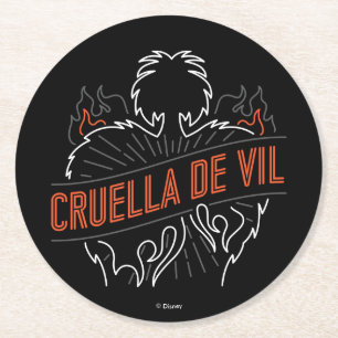 Dessous-de-verre Rond En Papier Cruella de Vil Neon