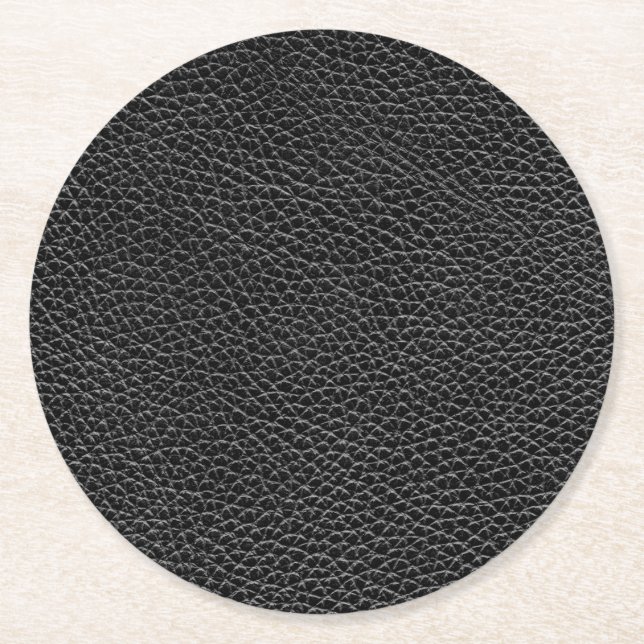 Dessous-de-verre Rond En Papier Cuir noir de Faux (Devant)