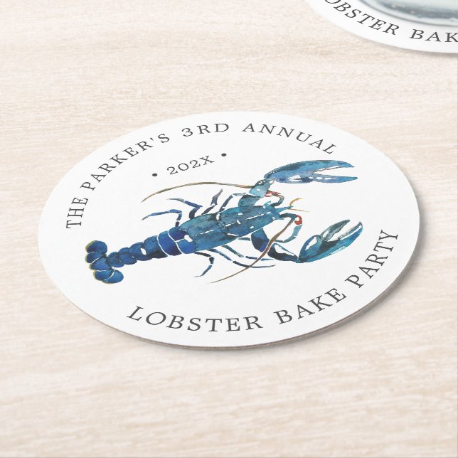 Dessous-de-verre Rond En Papier Cuisine de homard bleu océan (Incliné)