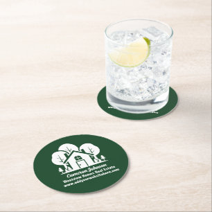 Dessous-de-verre Rond En Papier Custom Green Forest House Real Estate Company
