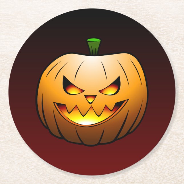 Dessous-de-verre Rond En Papier Cute Citrouille Halloween (Devant)