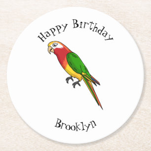 Dessous-de-verre Rond En Papier Cute happy parrot
