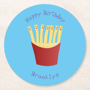 Dessous-de-verre Rond En Papier Cute kawaii frites fast food dessin animé