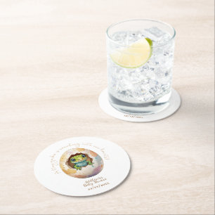 Dessous-de-verre Rond En Papier Cute Kawaii Gecko Lizard Baby shower d'oeufs