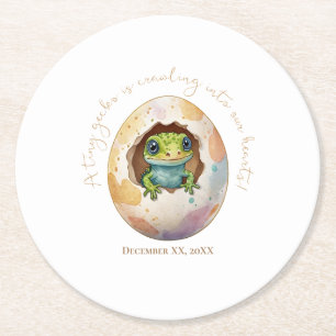 Dessous-de-verre Rond En Papier Cute Kawaii Gecko Lizard Baby shower d'oeufs