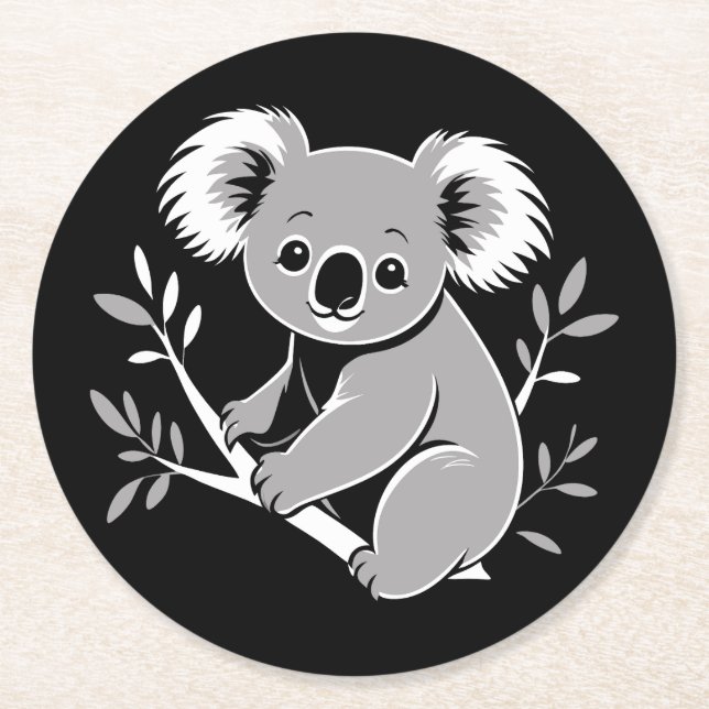 Dessous-de-verre Rond En Papier Cute Koala (Devant)