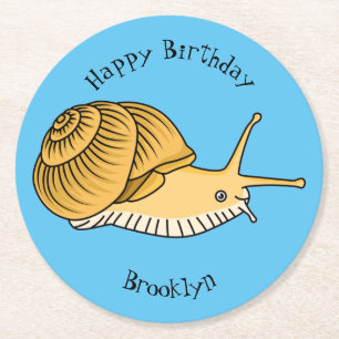 Dessous-de-verre Rond En Papier Cute yellow snail cartoon