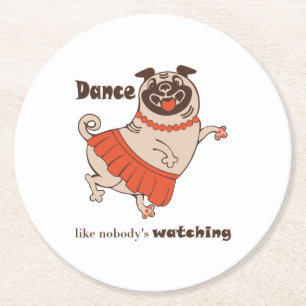 Dessous-de-verre Rond En Papier Danse comme personne ne regarde Carlin Girl