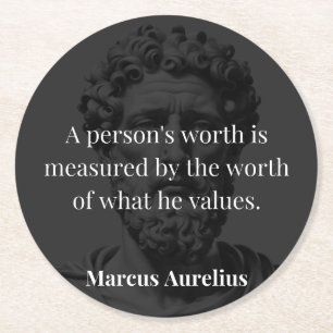Dessous-de-verre Rond En Papier Définir une valeur : Marcus Aurelius sur les valeu