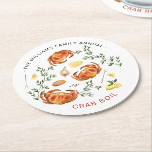 Dessous-de-verre Rond En Papier Déjeuner d'été aux crabes Cuisine extérieure de