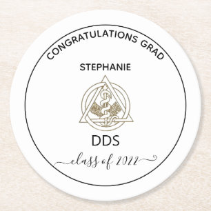 Dessous-de-verre Rond En Papier  Dental School Caduceus Graduation Party
