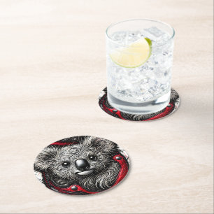 Dessous-de-verre Rond En Papier Design artistique de l'ours Koala