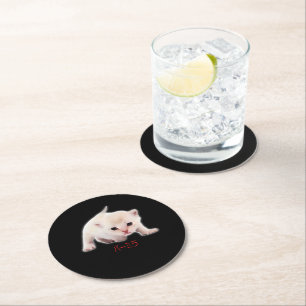 Dessous-de-verre Rond En Papier Dessin à la main Funny Burmilla Chat Japon Papa Ma