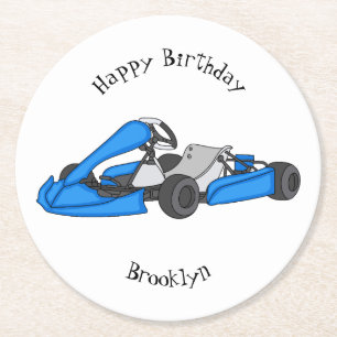 Dessous-de-verre Rond En Papier dessin animé de Kart racing