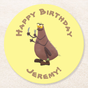 Dessous-de-verre Rond En Papier Dessin animé de puce drôle affamée laide