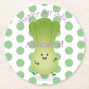 Dessous-de-verre Rond En Papier dessin animé mignon de bok choy