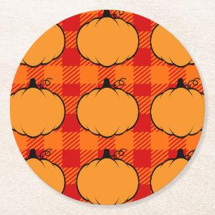 Dessous-de-verre Rond En Papier Dessin du Citrouille de Thanksgiving