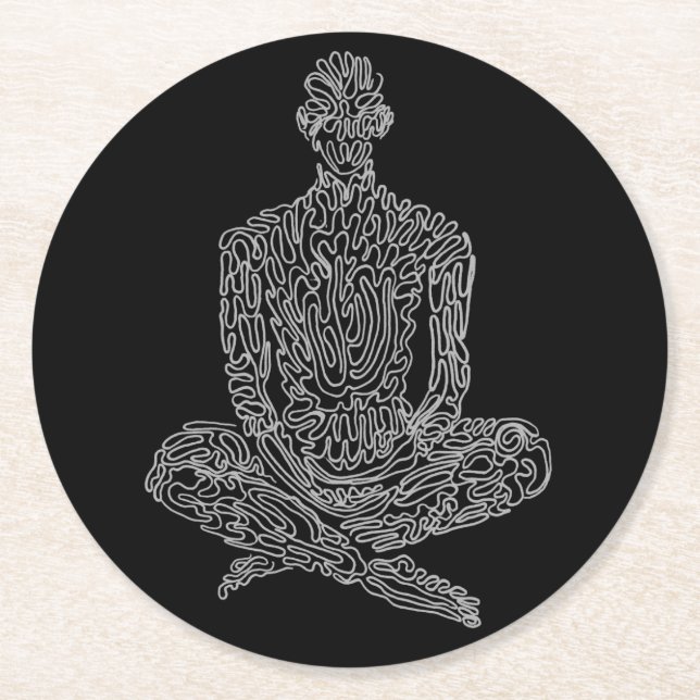 Dessous-de-verre Rond En Papier Dessous de verre acétique (noir avec gris) (Devant)