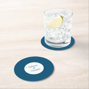 Dessous-de-verre Rond En Papier Dessous de verre Bleus Élégant Simple Costar Rusti