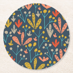 Dessous-de-verre Rond En Papier Dessous de verre botaniques abstraits élégants de