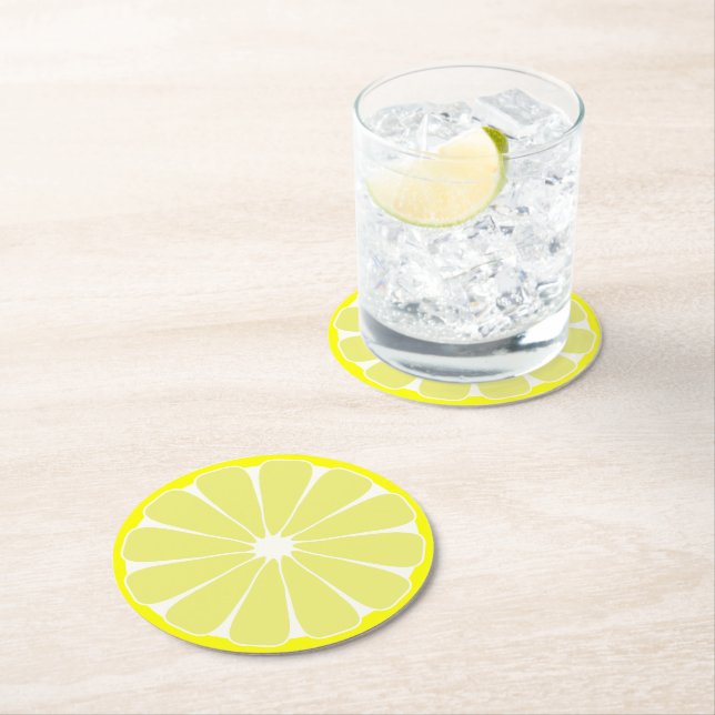 Dessous-de-verre Rond En Papier Dessous de verre citron en papier (En situation)
