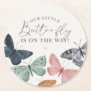 Dessous-de-verre Rond En Papier Dessous de verre de Baby shower de papillon Boho