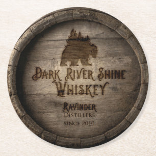 Dessous-de-verre Rond En Papier Dessous de verre de baril de shine Whiskey de Dark