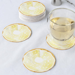 Dessous-de-verre Rond En Papier Dessous de verre de Donut jaune pastel